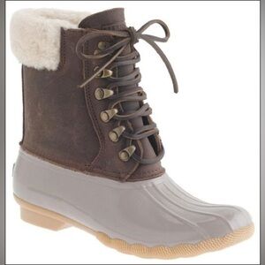 Sperry Top-Sider x J.Crew Shearwater Leather Shearling Rain Winter Duck Boots 11